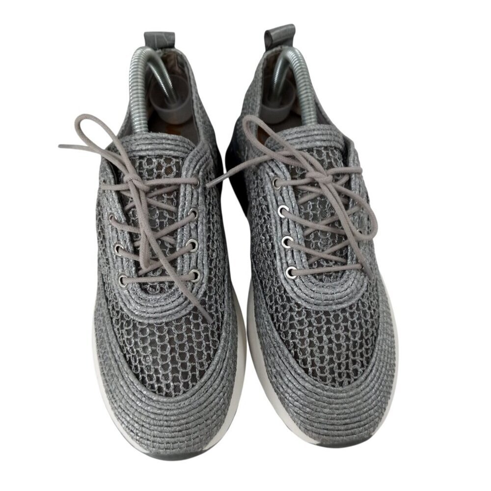 Sam Edelman Delma Gray Silver Mesh Sneakers Tennis Shoes Size 8 Low Top Raffia - Picture 4 of 15